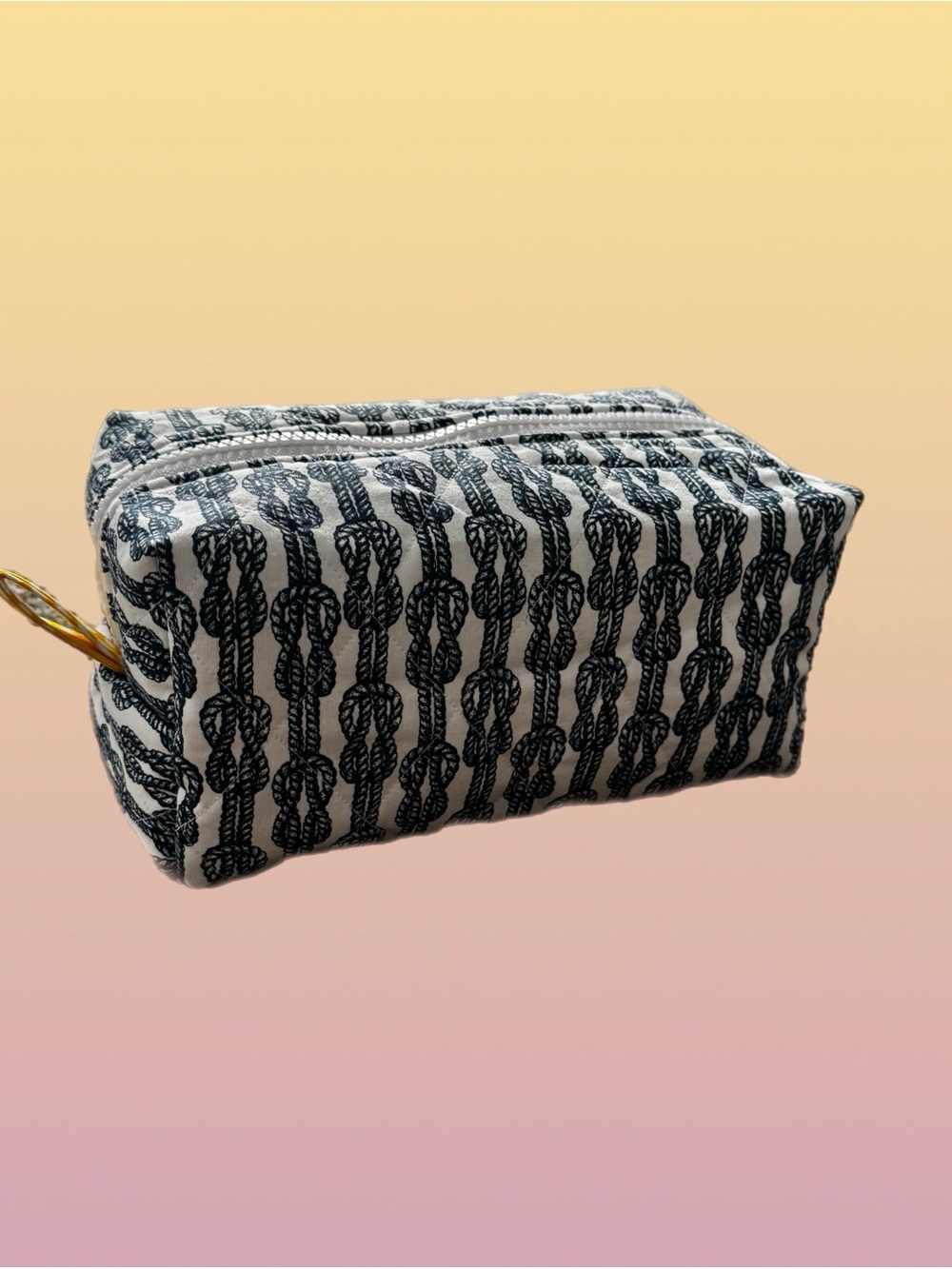 Handmade Navy Rope Pattern Cosmetic Bag - Picture 2 of 5